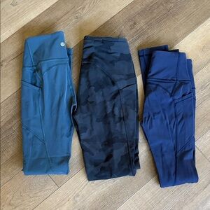 lululemon athletica Trio Leggings - Teal, Black Camo, Navy